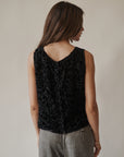 Black Silk Velvet Sleeveless Top