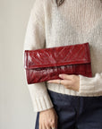 Oxblood Antique Eel Leather Clutch