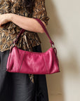Raspberry Leather Baguette Purse