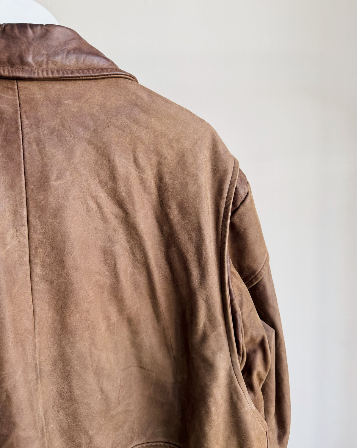 Chocolate Leather Bomber Jacket