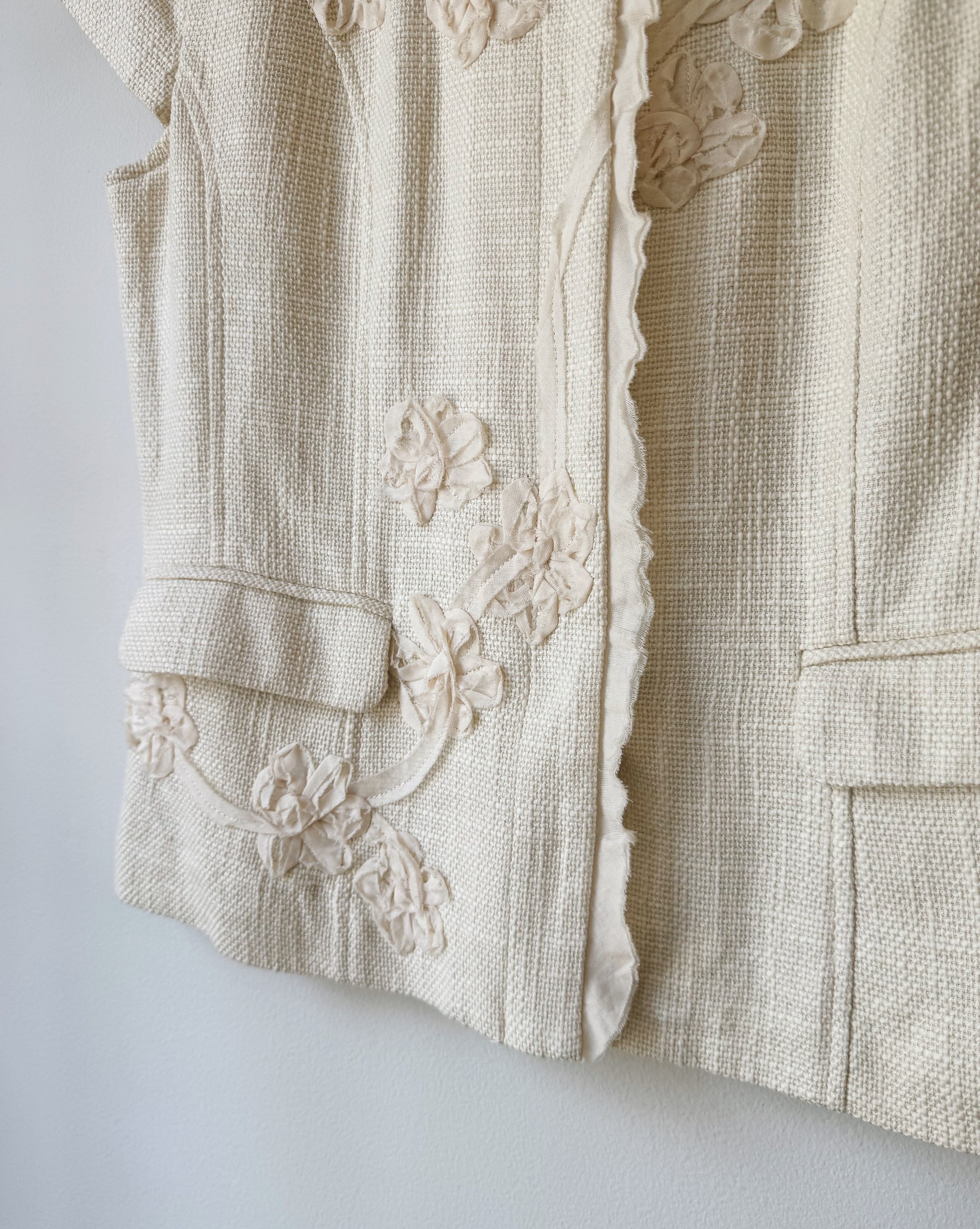 Cream Floral Applique Short Sleeve Jacket - Hey Jude