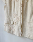 Cream Floral Applique Short Sleeve Jacket - Hey Jude