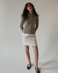 Mocha Textured Button Up Blouse