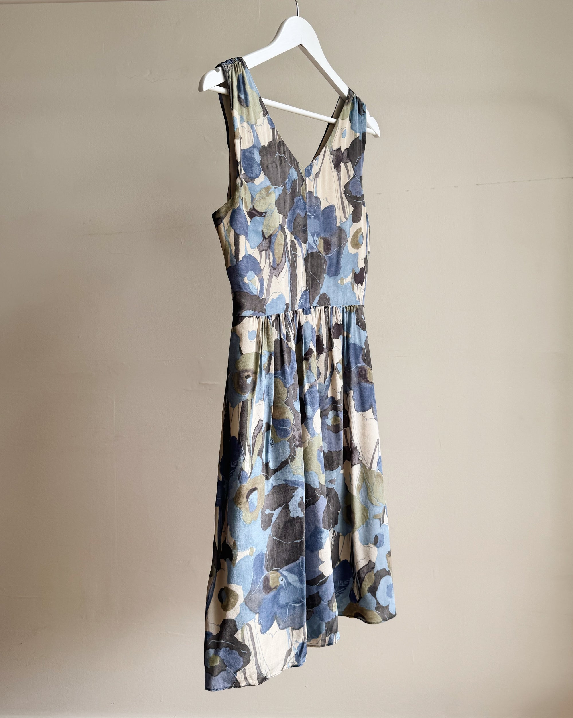 Dusty Blue Floral Babydoll Dress