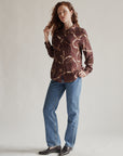 Burgundy Silk Equestrian Print Blouse - Hey Jude