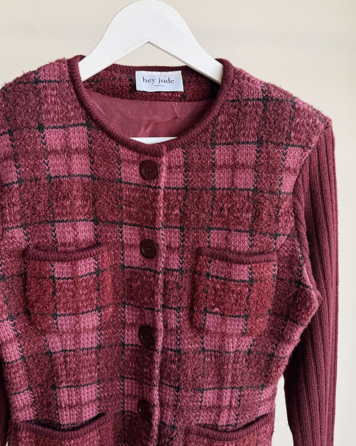 Cabernet Tarten Wool Ribbed Sleeve Jacket