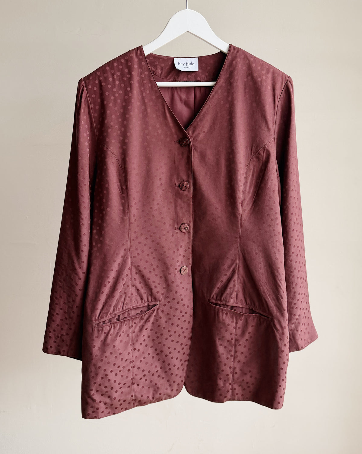 Mauve Silk Polka Dot Blazer - Hey Jude