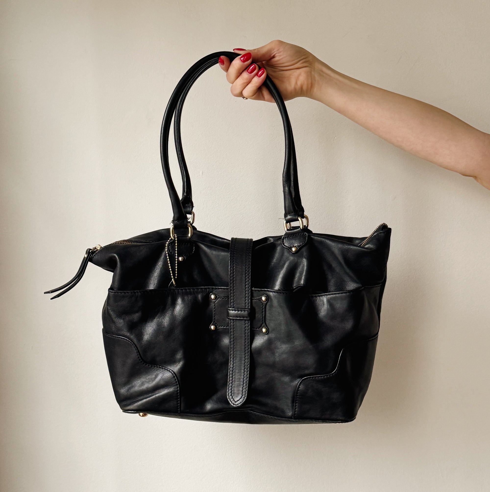 Onyx Leather Satchel Bag - Hey Jude