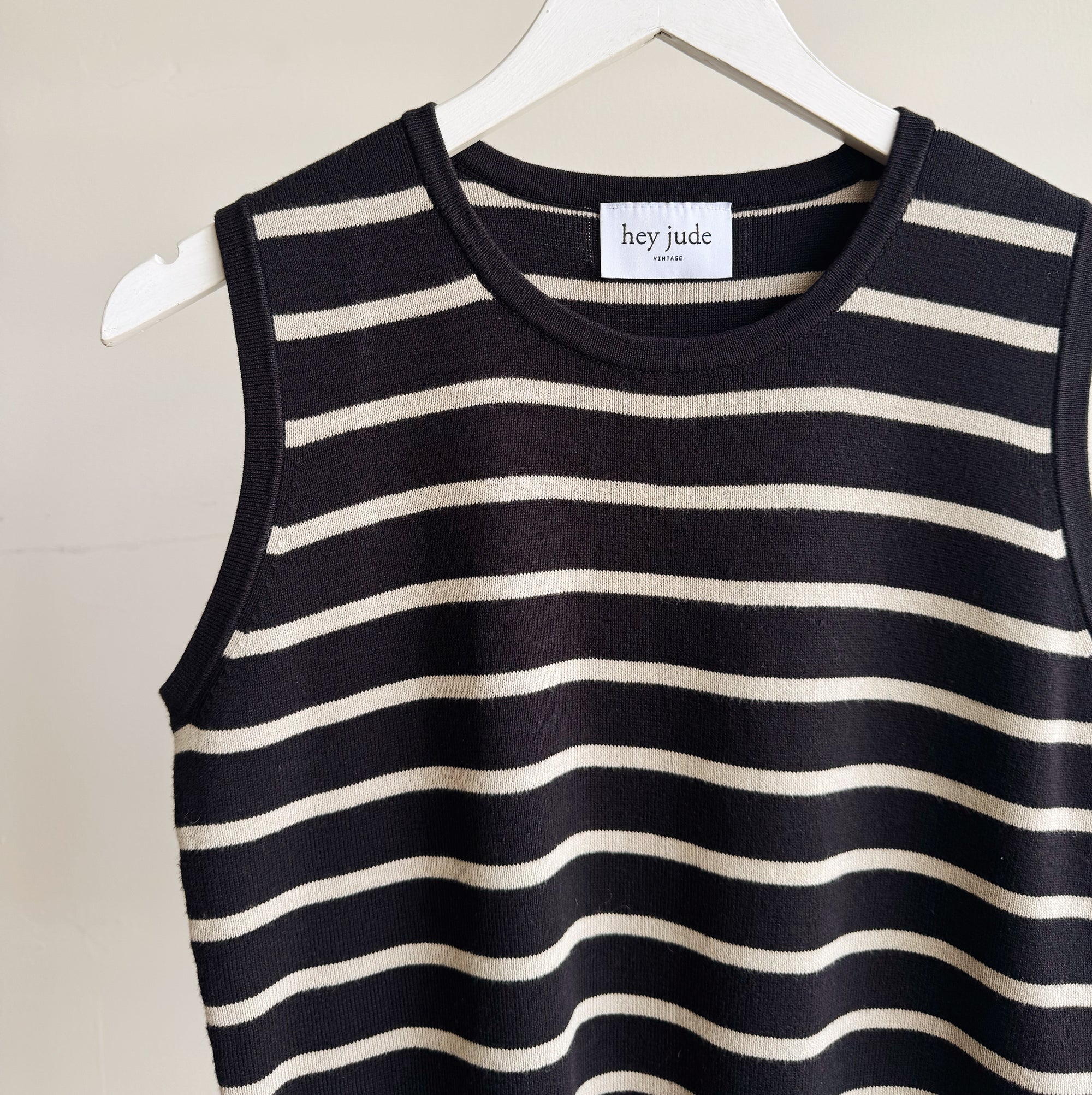 Black and Cream Striped Knit Tank