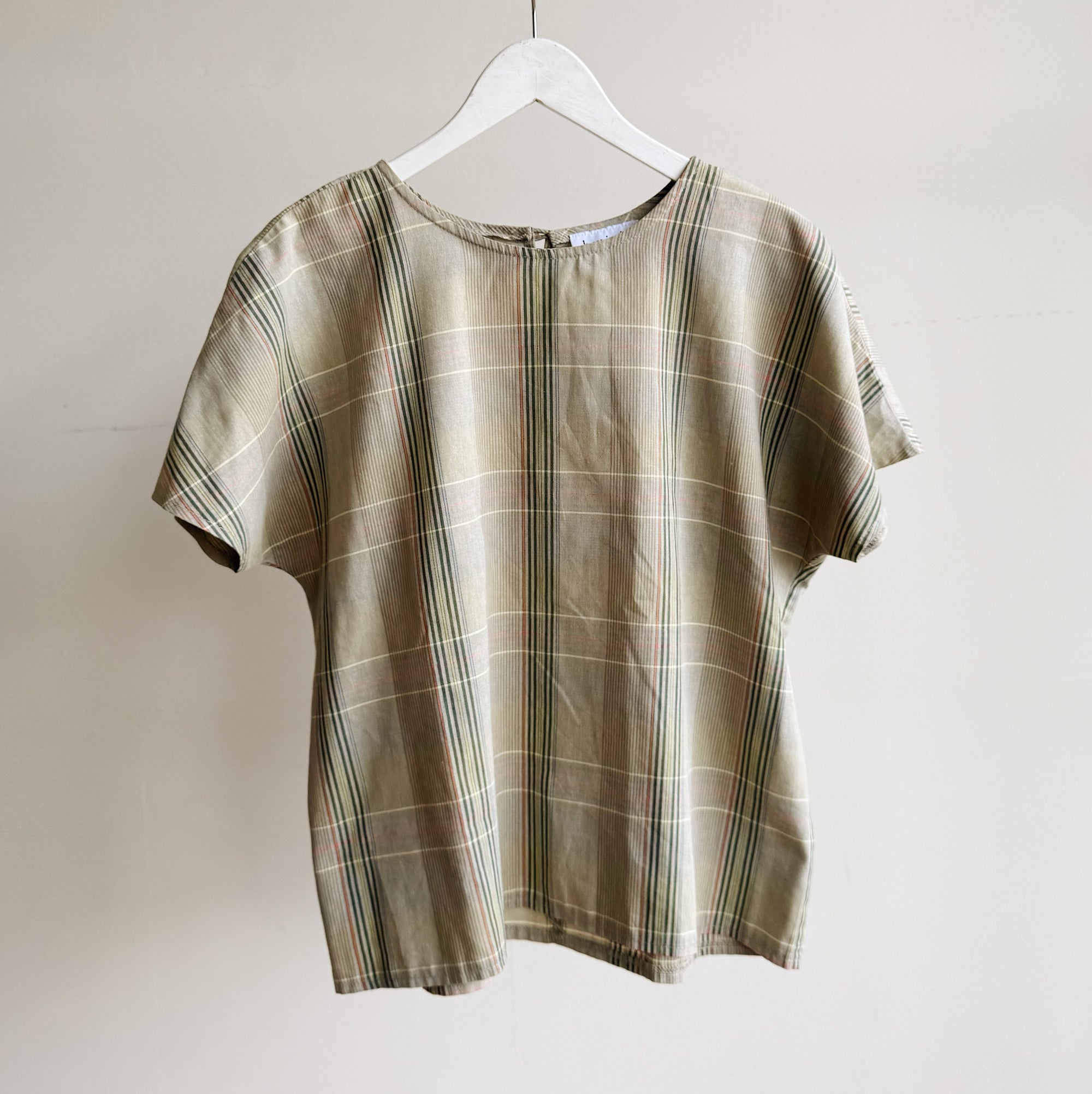 Sage Plaid Short Sleeve Top