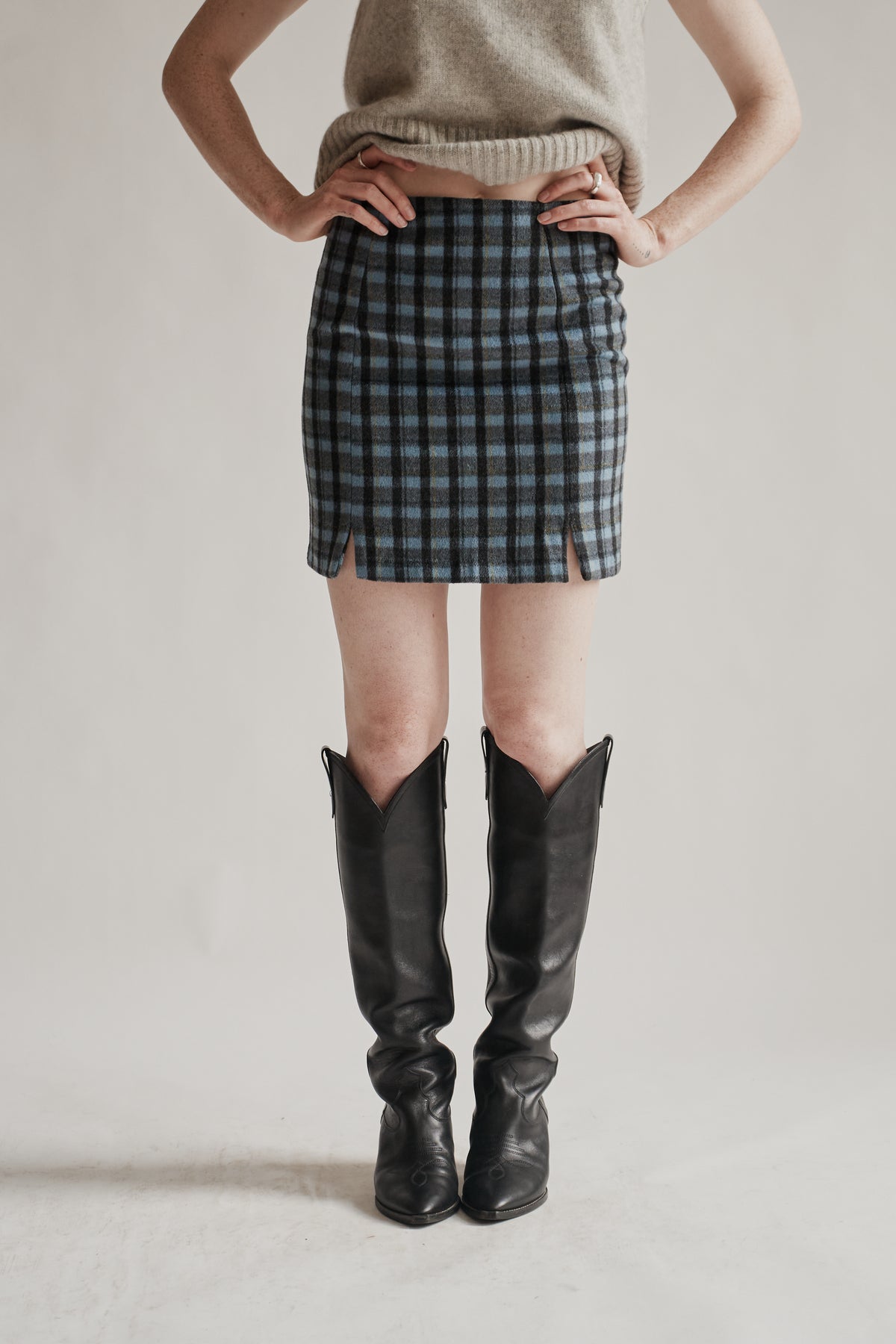 Lake Plaid Wool Mini Skirt