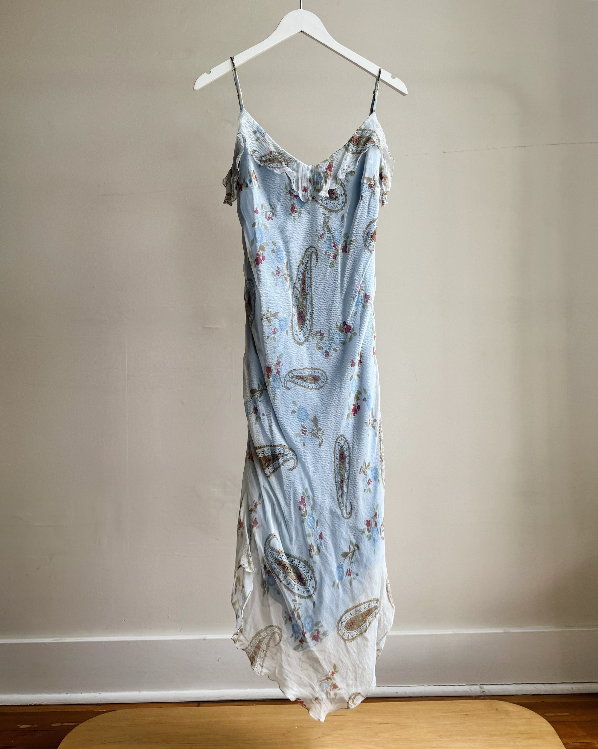 Sky Paisley Silk Handkerchief Dress