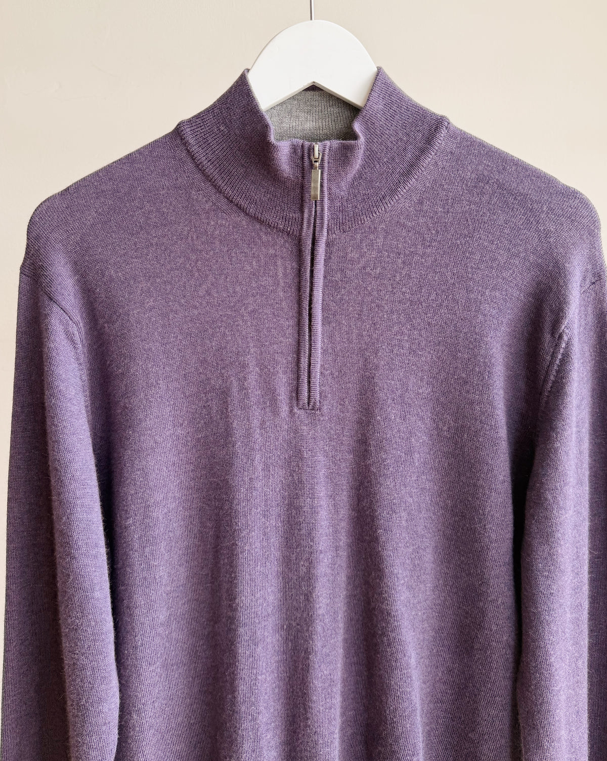 Aubergine Half-Zip Merino Wool Sweater - Hey Jude