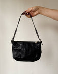 Black Glossy Whipstitch Shoulder Bag