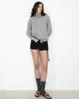 Cubic | Wool Funnel Neck Knit Cardigan in Gray