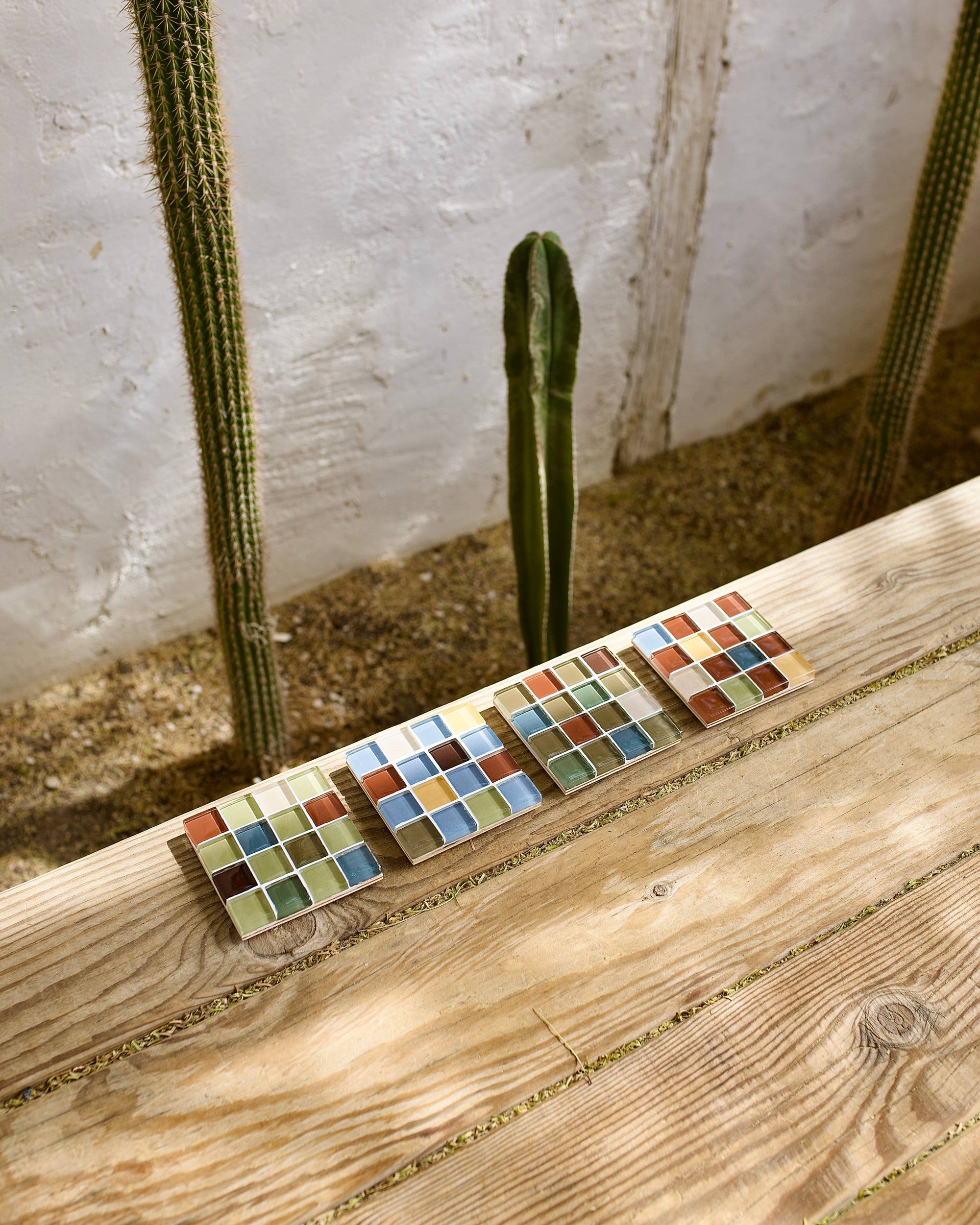 Little M | Glass Tile Coaster Set in Earth