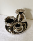 Scalloped Chrome Vase Trio Sculpture