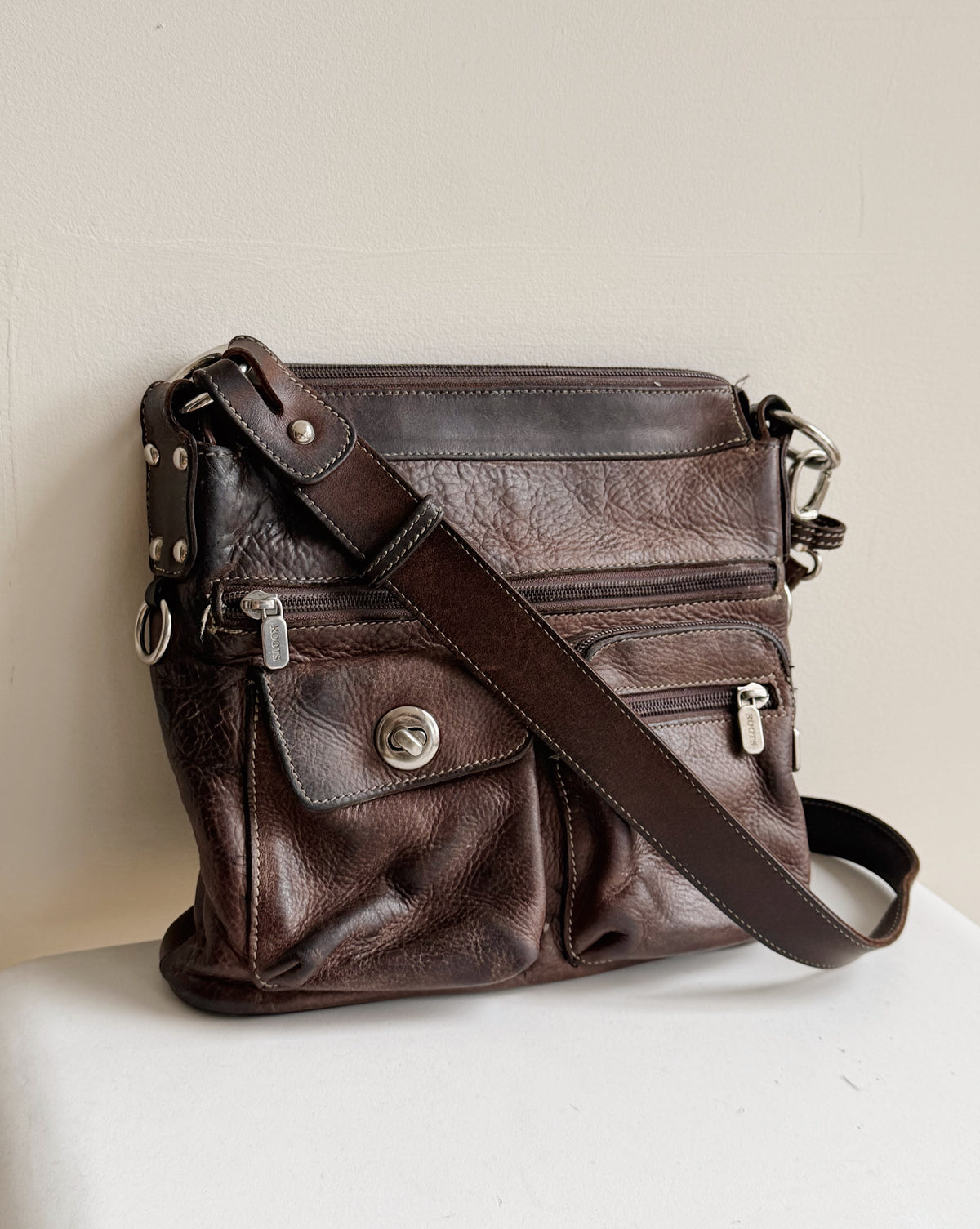 Roots Dark Brown Multi-Pocket Utility Bag