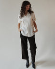 Ivory Silk Utility Button Up