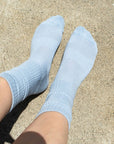 Bondoodle - Ribbed Sport Gym Crew Socks in Mist Blue - Hey Jude