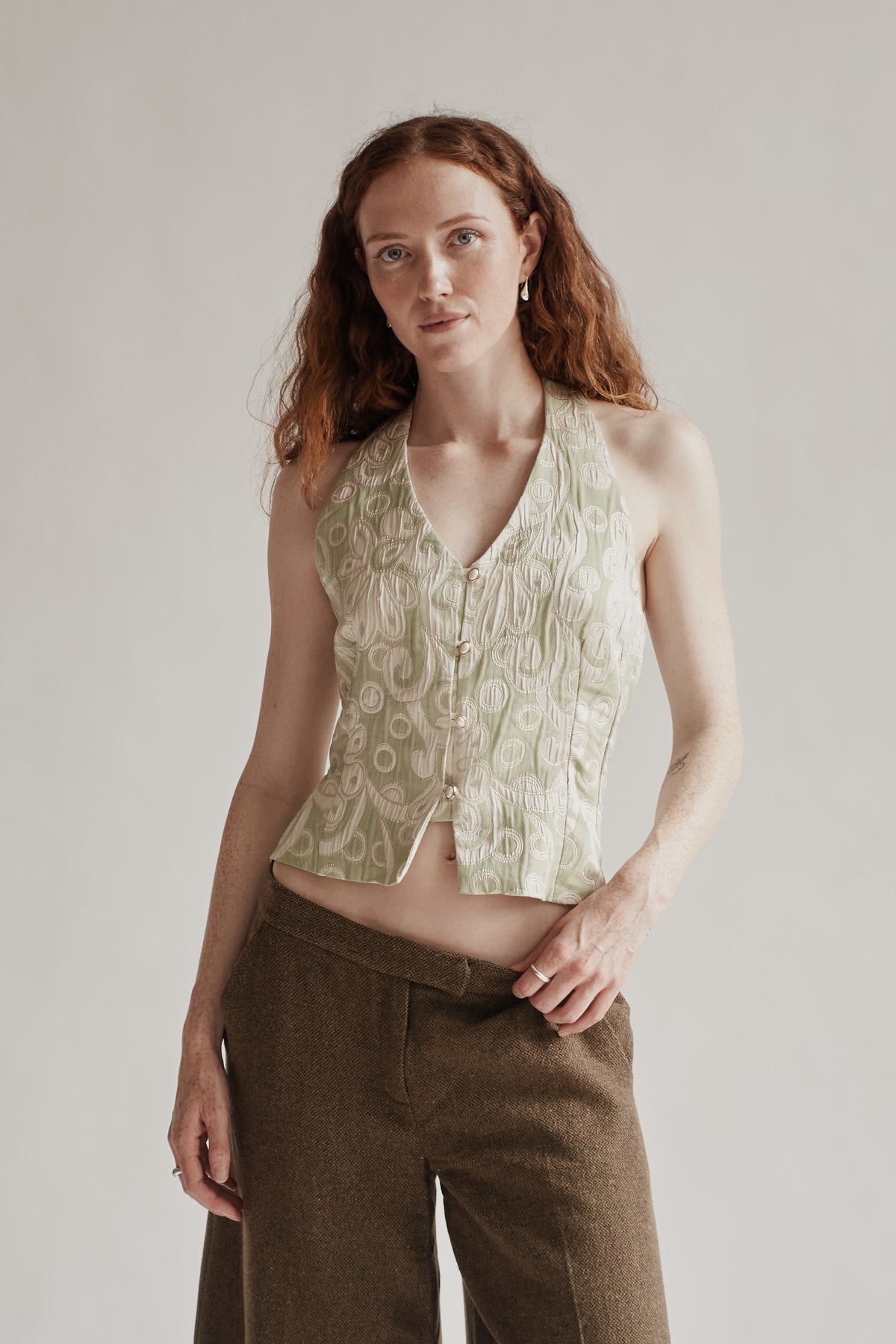 Seafoam Metallic Halter Top