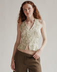 Seafoam Metallic Halter Top