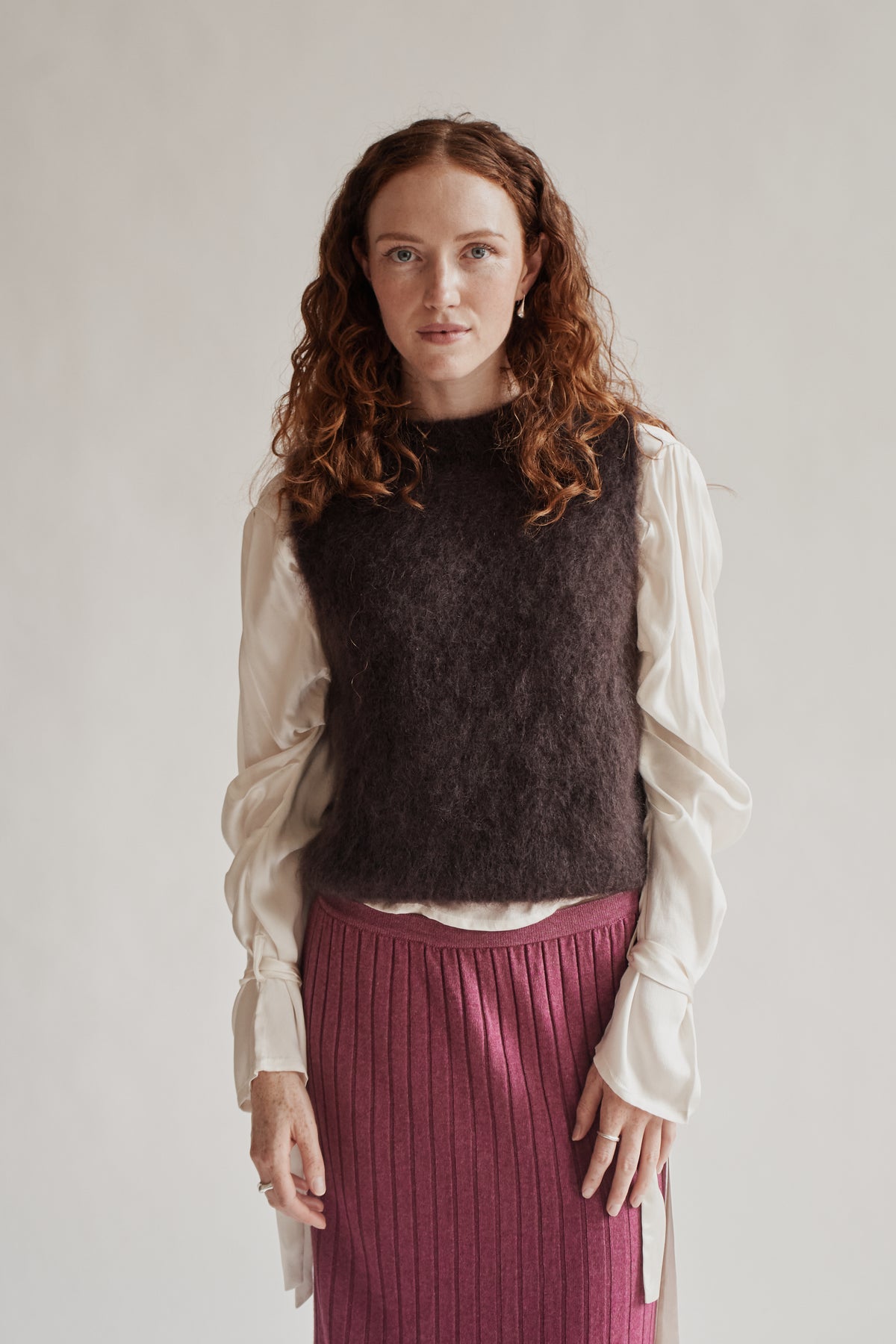 Umber Mohair Knit Vest