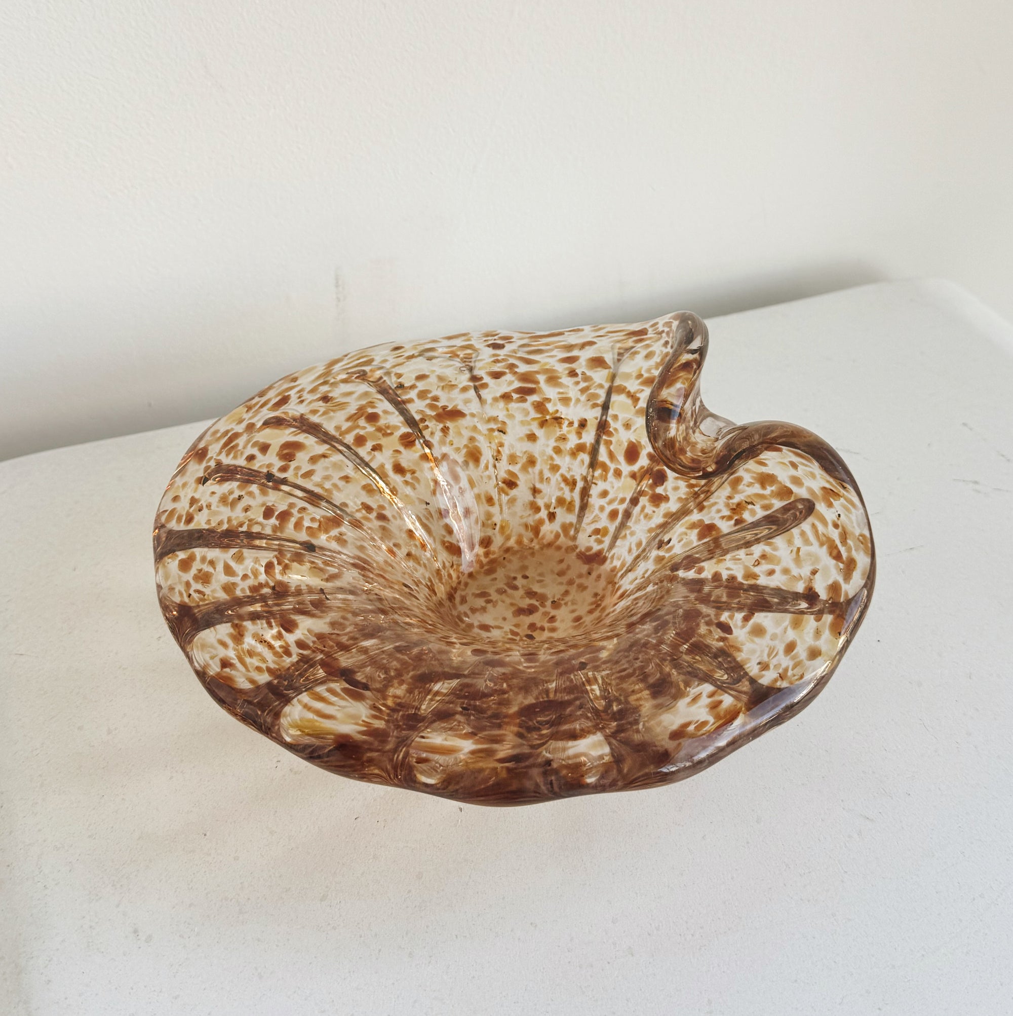 Speckled Blown Glass Art Dish