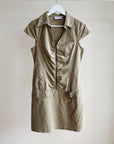 Taupe Y2K Zip Front Mini Dress