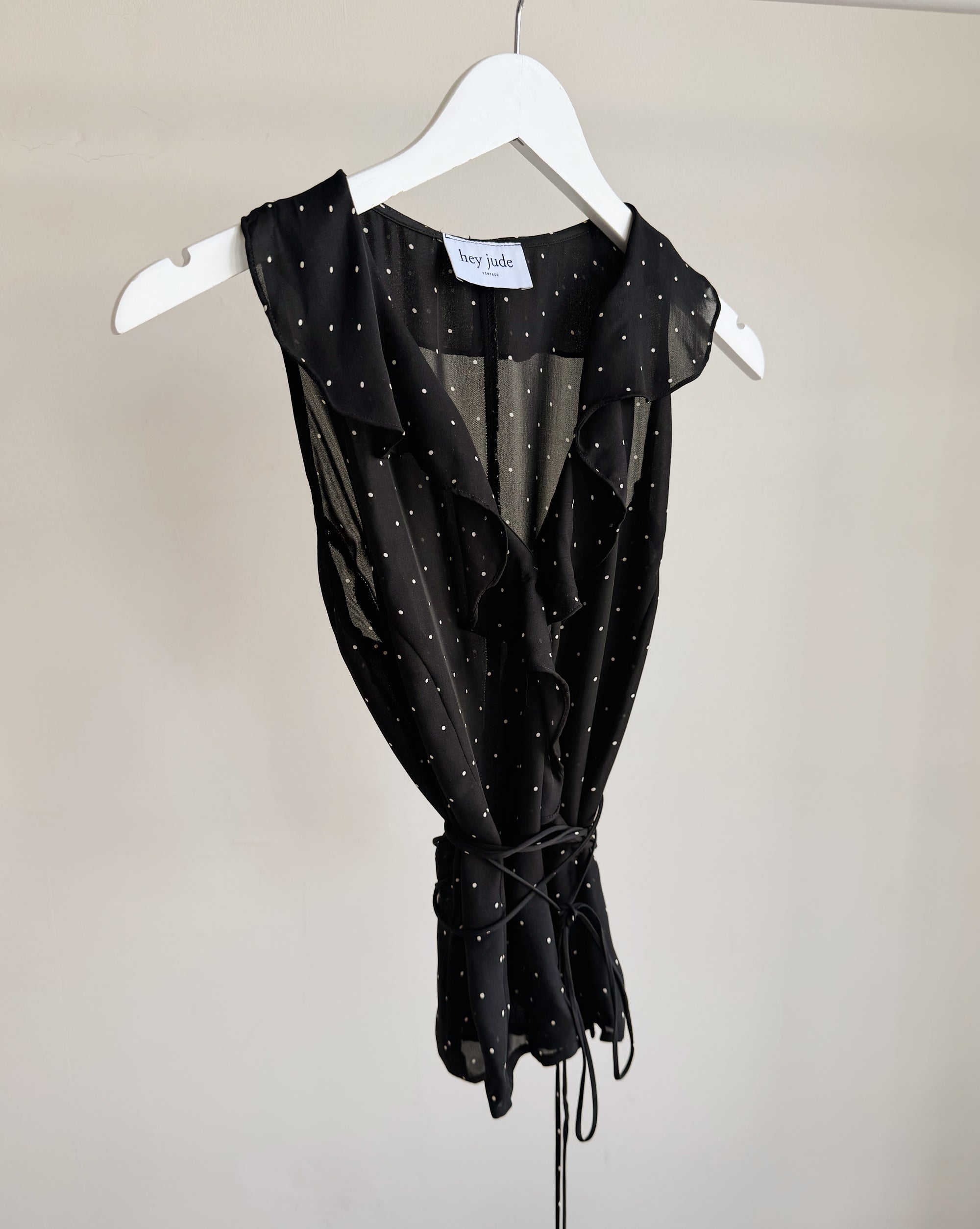 Black Polka Dot Ruffle Blouse