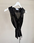 Black Polka Dot Ruffle Blouse