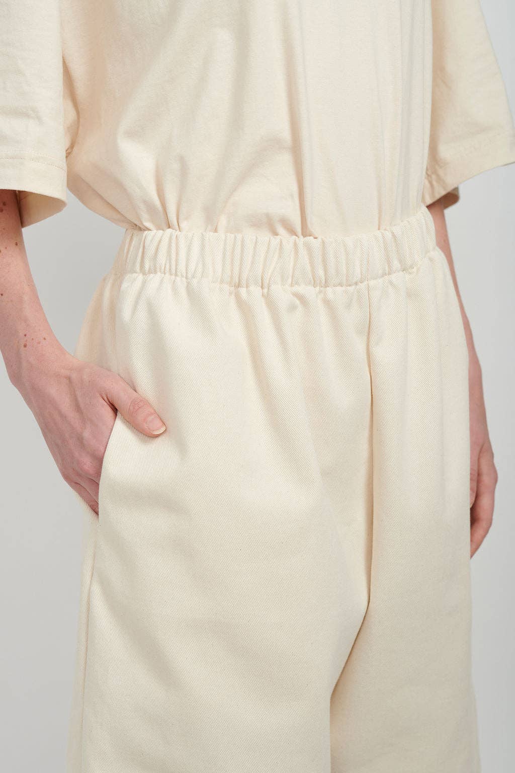 Ashley Rowe | Baggy Cotton Denim Jorts in Cream