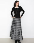 Cubic |  Cotton Patchwork Check A-Line Maxi Skirt