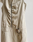 Taupe Y2K Zip Front Mini Dress