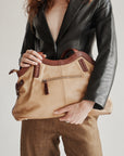 Danier Camel + Auburn Leather Satchel