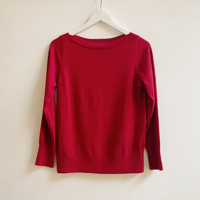 Crimson Boatneck Knit Top