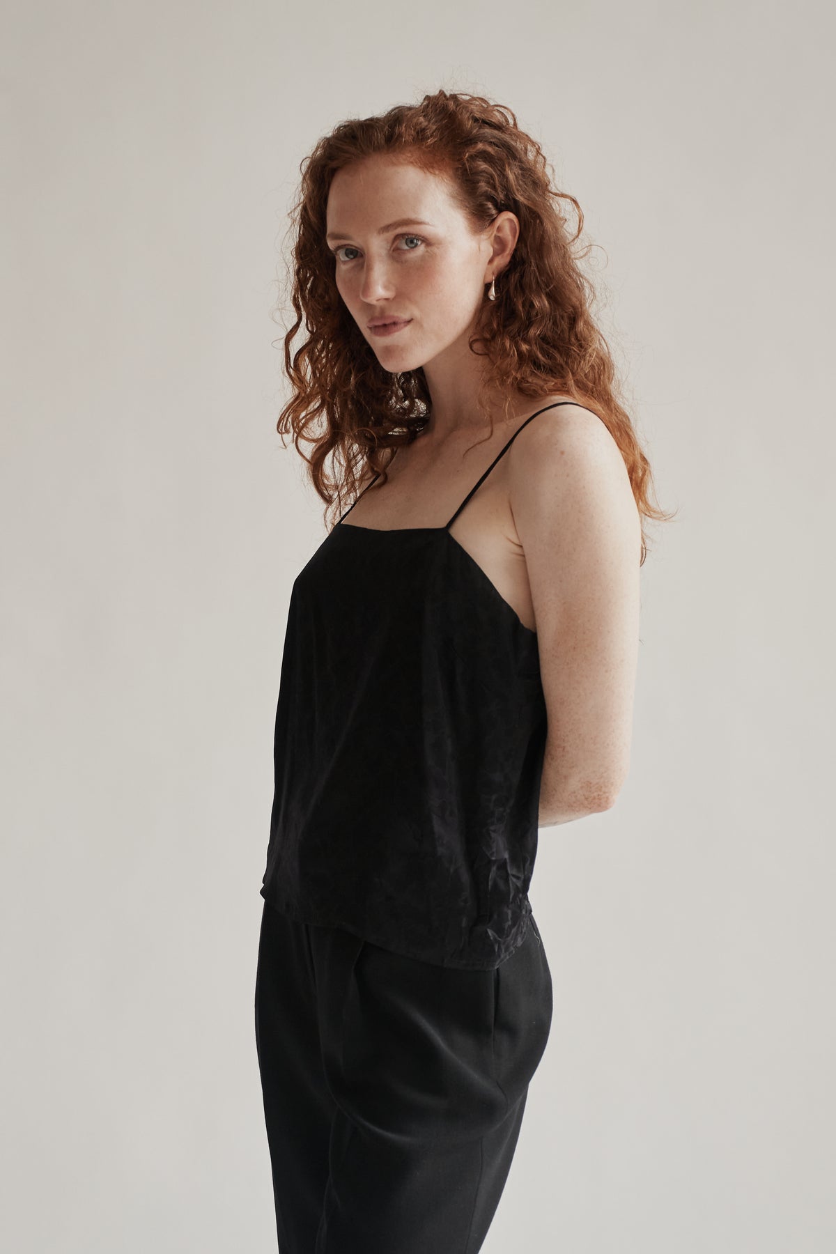 Black Jacquard Silk Tank