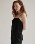 Black Jacquard Silk Tank