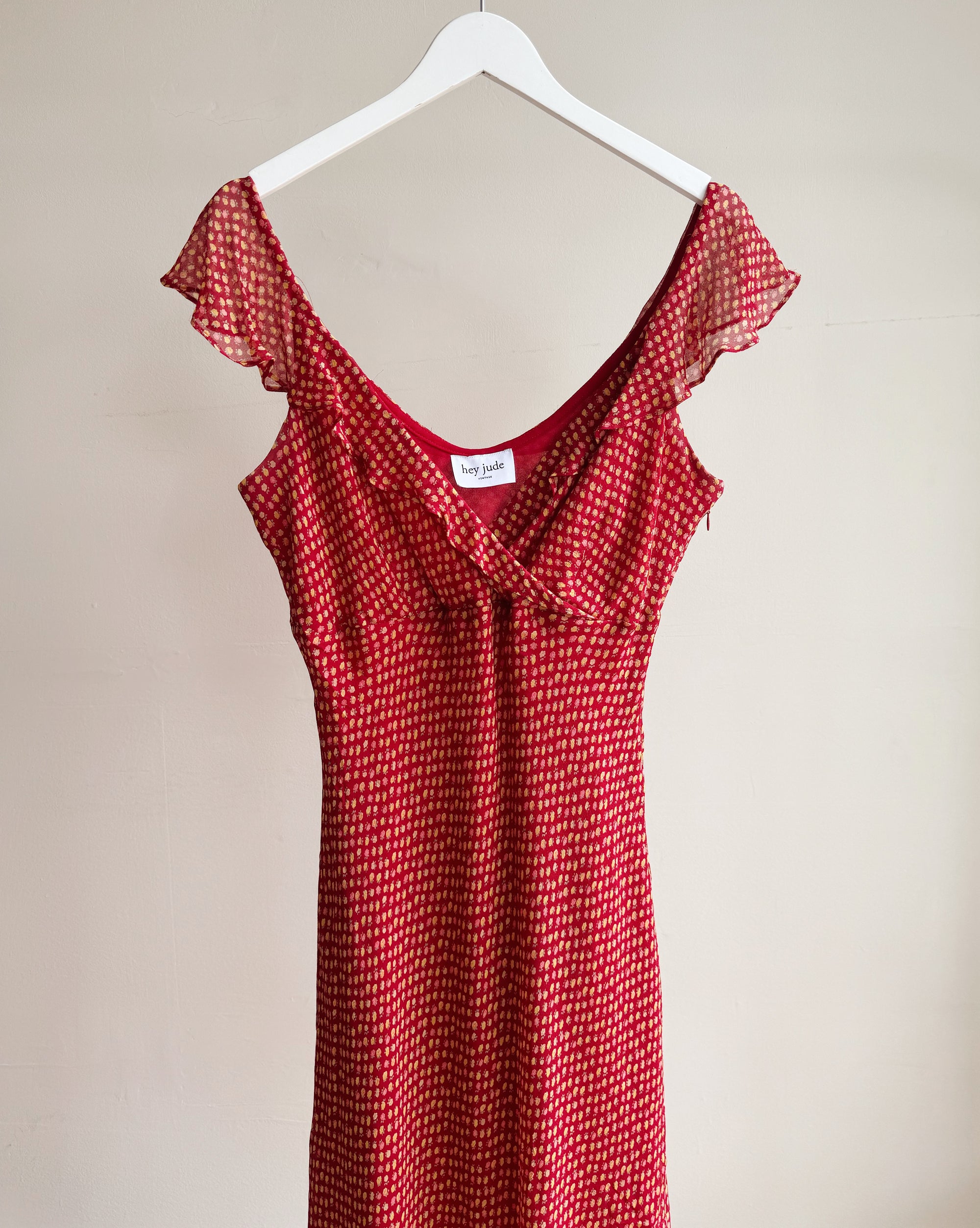 Paprika Floral Bias Cut Silk Dress