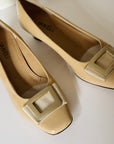 Cream Patent Square Buckle Pumps | Size 8 - Hey Jude
