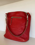 Chili Leather Zip-Front Shoulder Bag