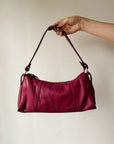 Raspberry Leather Baguette Purse
