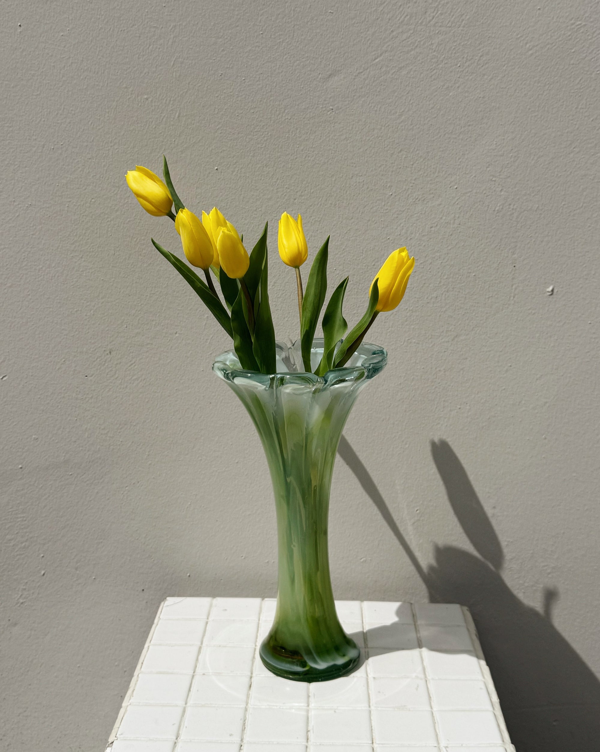 Moss Blown Glass Fluted Vase - Hey Jude