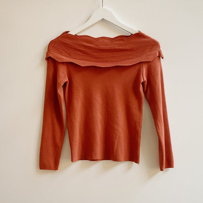 Tangerine Off-Shoulder Sweater