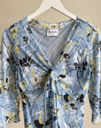 Sky Blue Floral Silk Tie Top