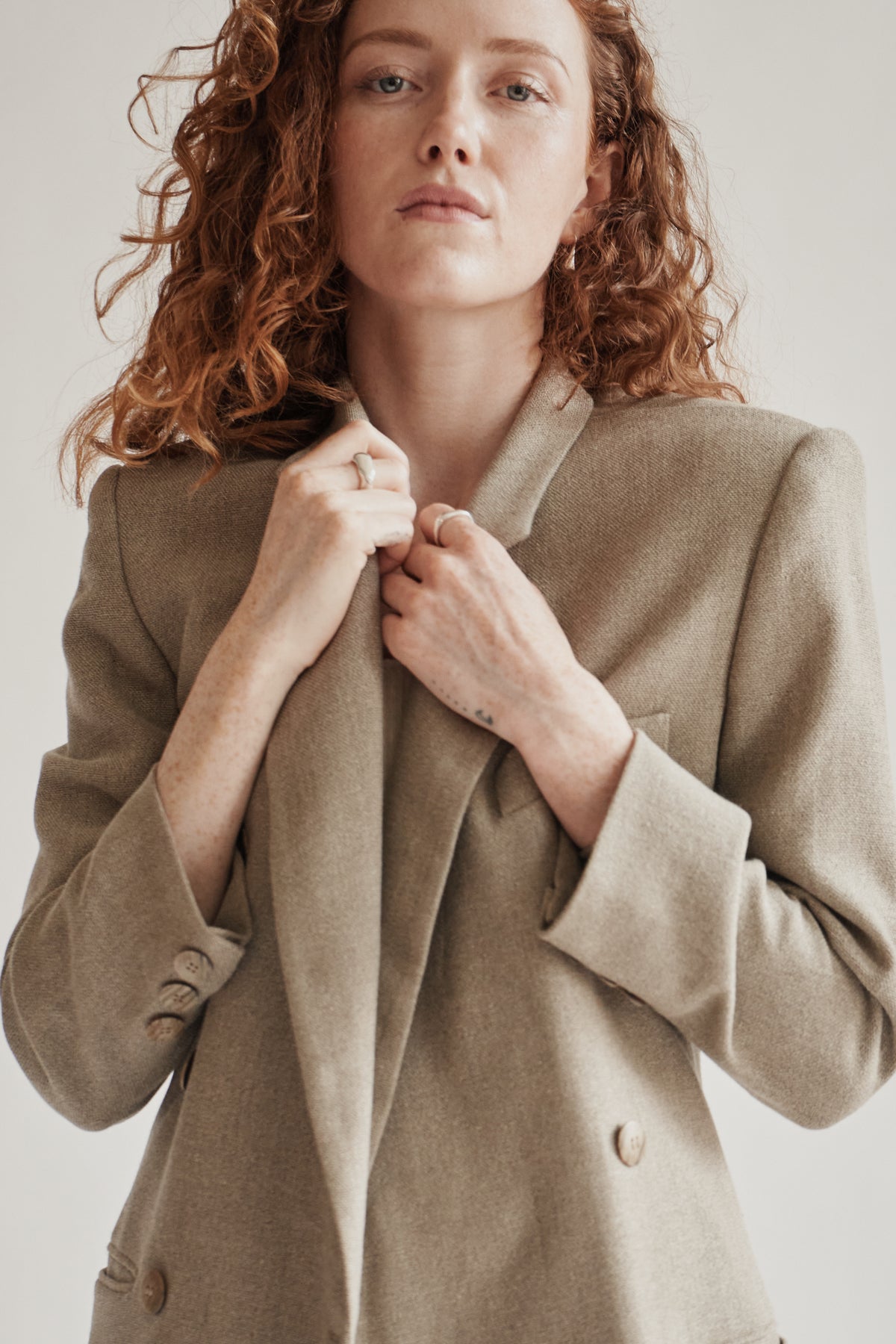 Stone Wool + Silk Double Breasted Blazer