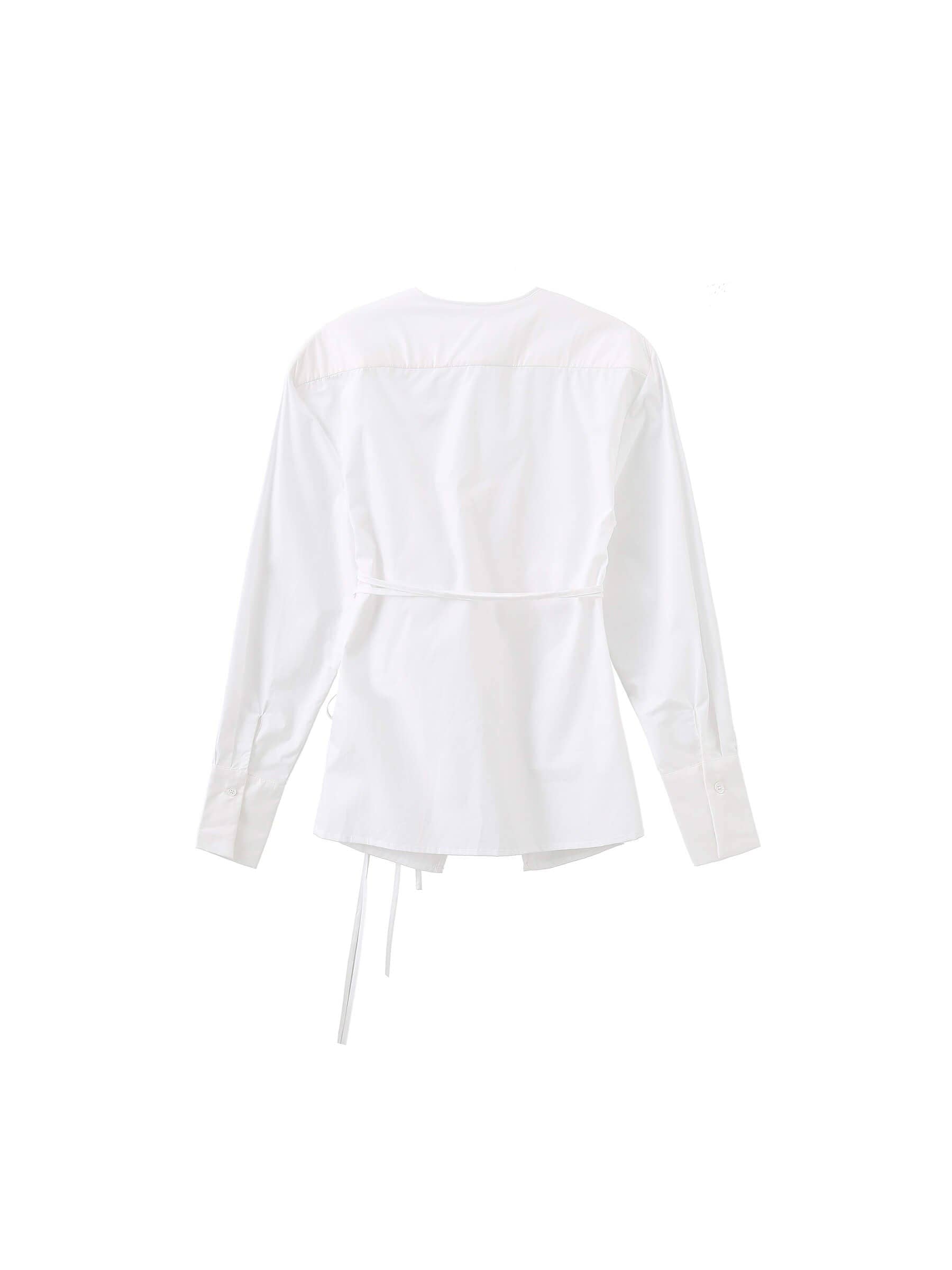 Cubic | Criss-Crossed Cotton Layered Blouse in White