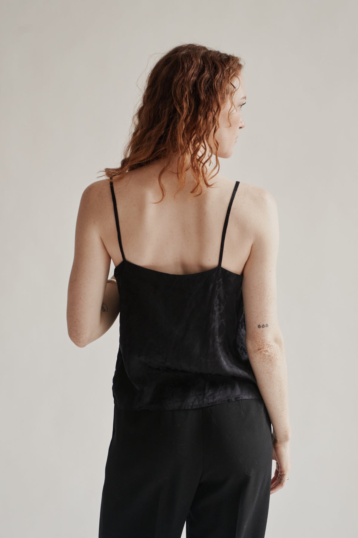 Black Jacquard Silk Tank