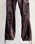 Chocolate Low Rise Suede Cargo Pants - Hey Jude