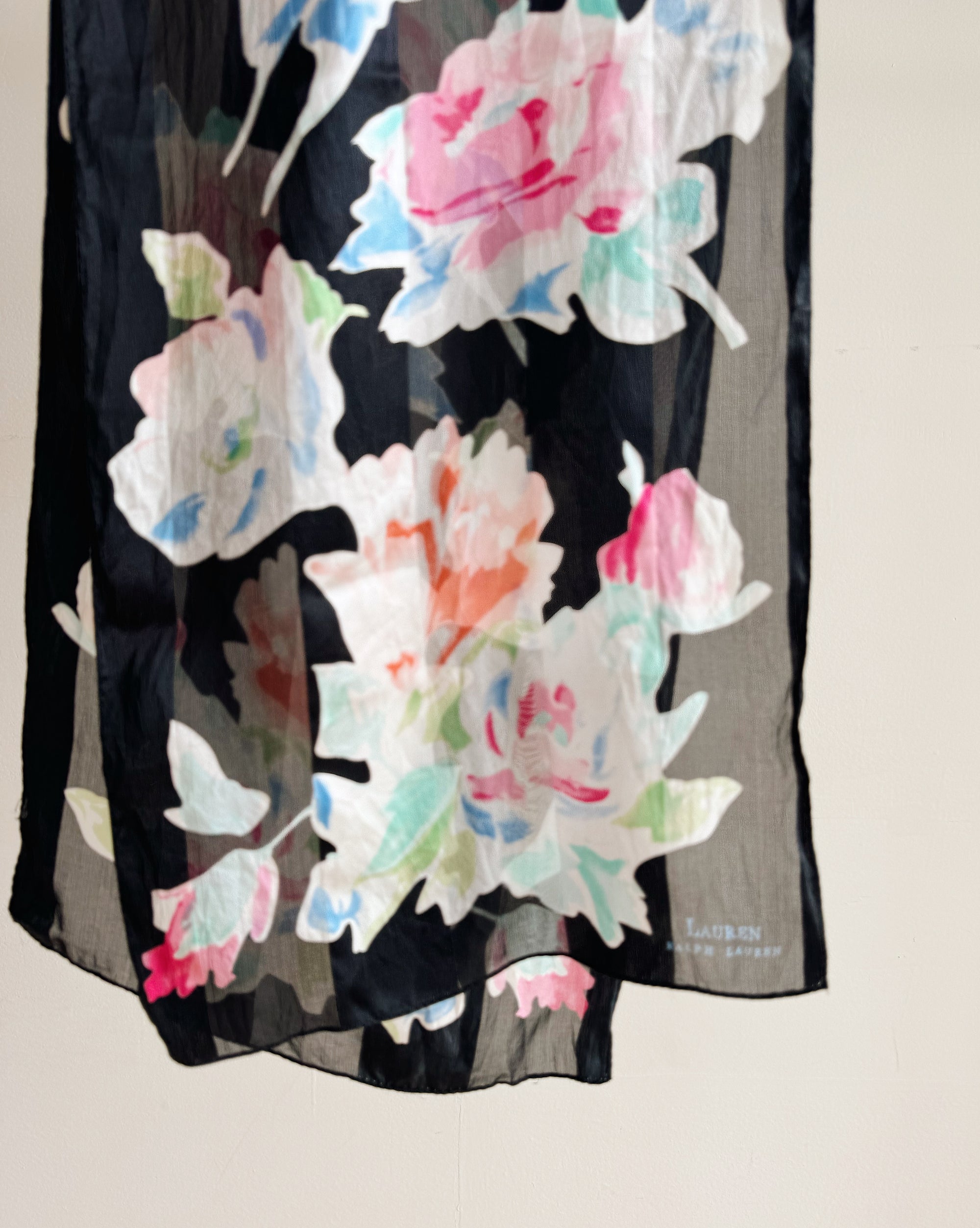 Floral Stripe Silk Scarf